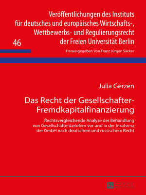cover image of Das Recht der Gesellschafter-Fremdkapitalfinanzierung